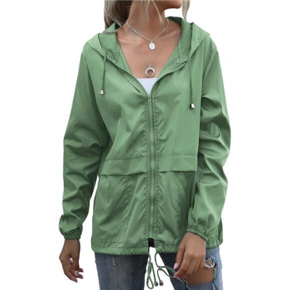 Women's Raincoats Lightweight Waterproof Windproof Adjustable Windbreaker Rain - Picture 2 of 6